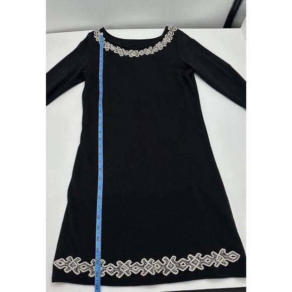 Free People Stretch Knit Backless Sheath Dress Embroidered Black Large Fitted - Picture 12 of 12